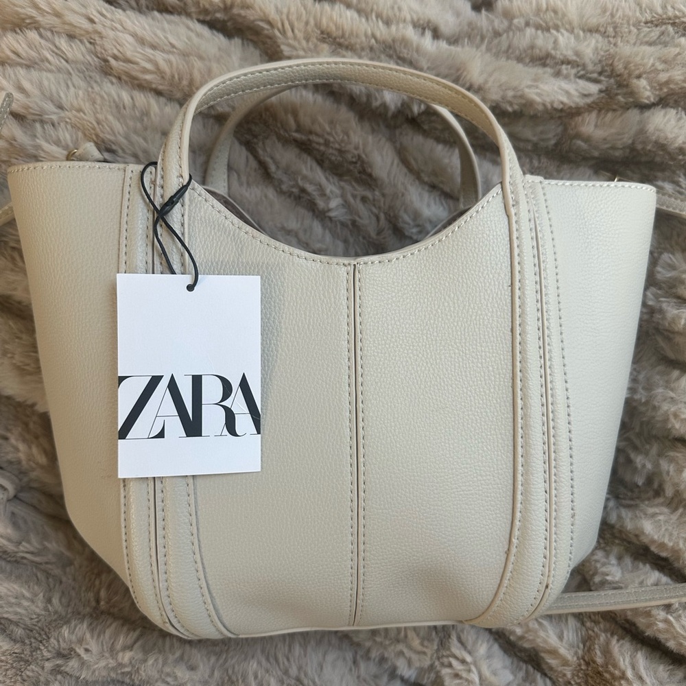 Zara Elegant Cream Tote Bag